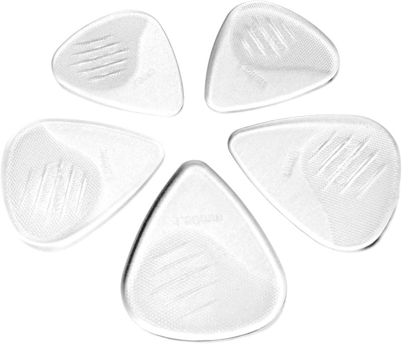 Wingo Guitar Picks with Grip Stamped, Non Slip Picks 5 Pack (073, 088, 1.0, 1.25, 1.5mm) for Acoustic Electric Guitar Bass- Clear Color. - Image 4